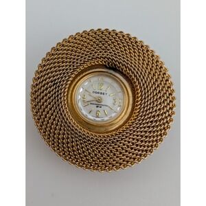 Vintage Dorset Swiss Manual Wind‎ Pendant Watch Necklace Gold Tone 38mm- Working